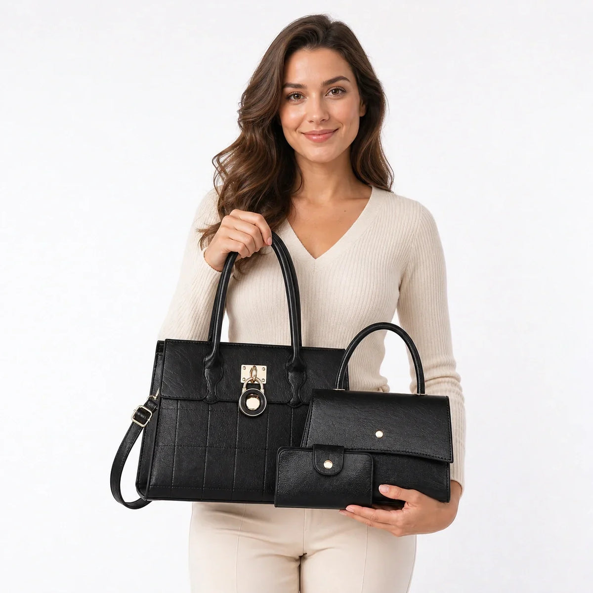 Leather Shoulder Bag Set - Niva